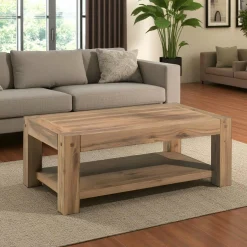 Table basse rustique double plateau FJORD