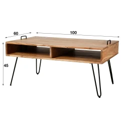 Table basse scandinave bois massif 100 cm MELBOURNE