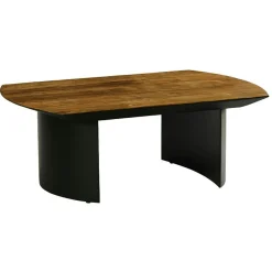 Table basse teck recyclé pieds arrondis noirs TRANI