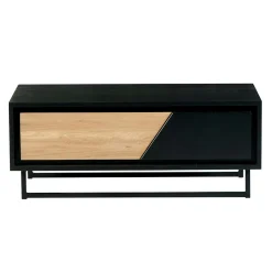 Table basse 1 tiroir bois noir et blanc ANINA