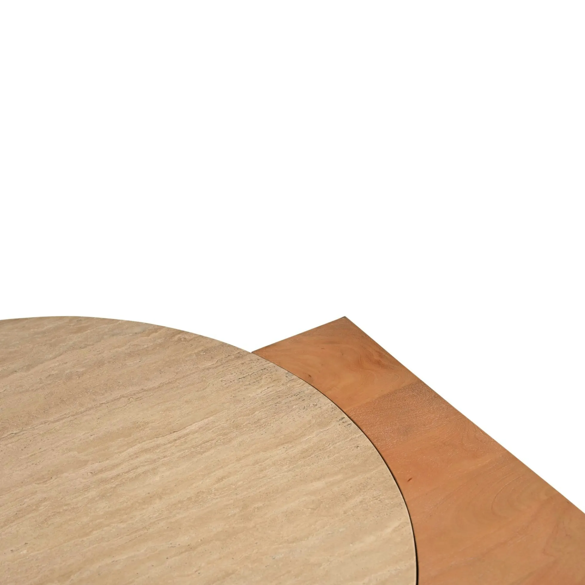 Table basse travertin et bois style design DUOMO