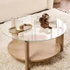 Table basse verre double plateau - effet chêne SALTA