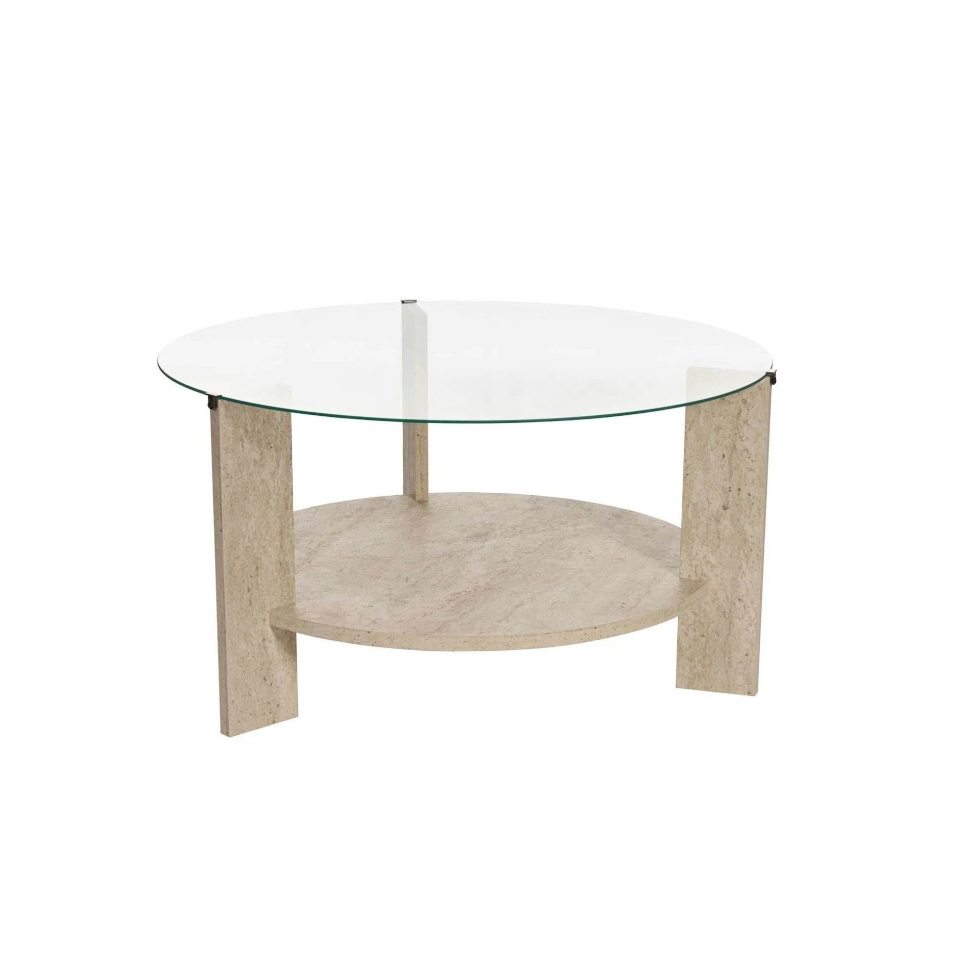 Table basse verre double plateau - effet travertin SALTA