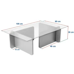 Table basse verre déstructurée – base effet travertin SALTA