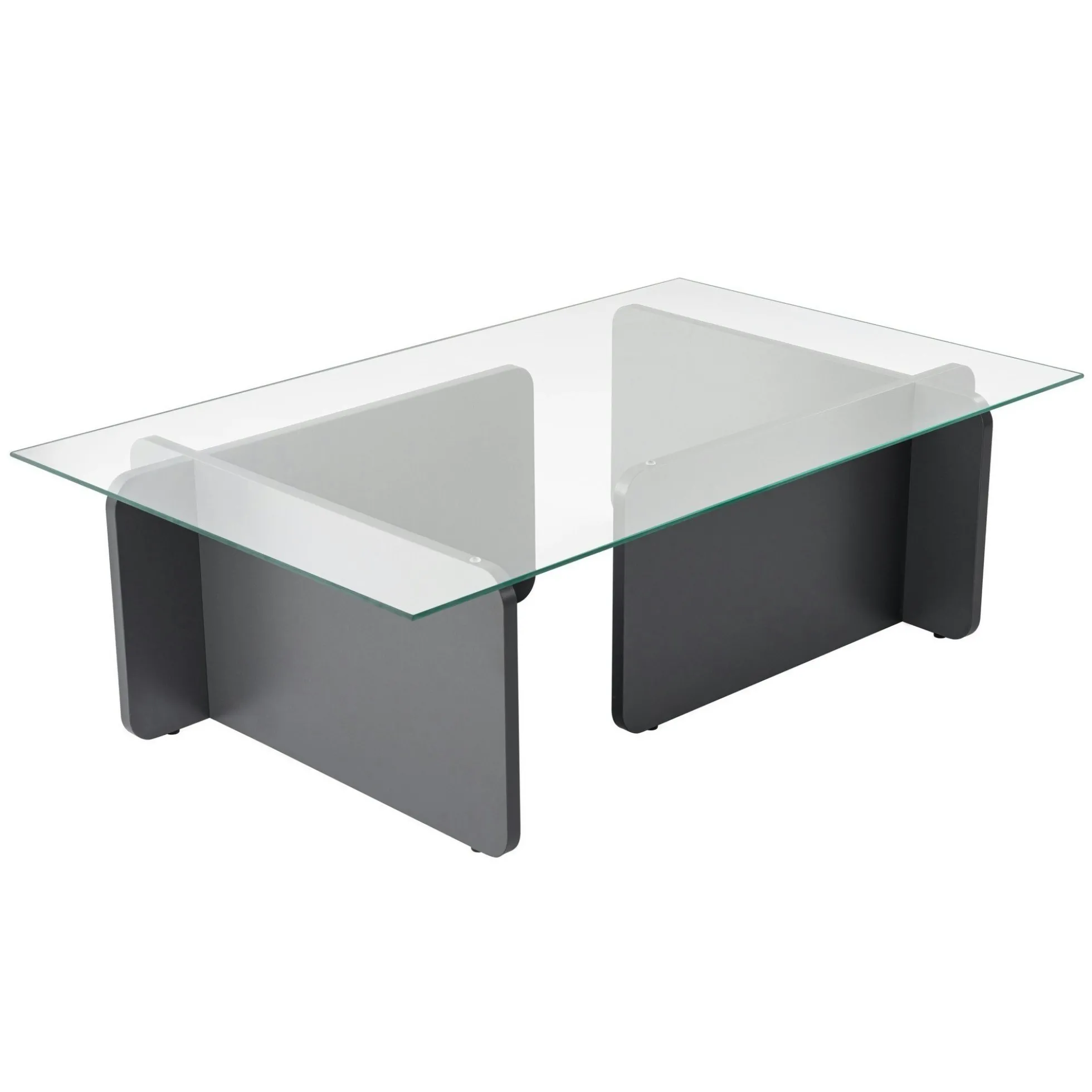 Table basse verre déstructurée – base gris anthracite SALTA