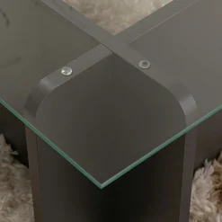Table basse verre déstructurée – base gris anthracite SALTA
