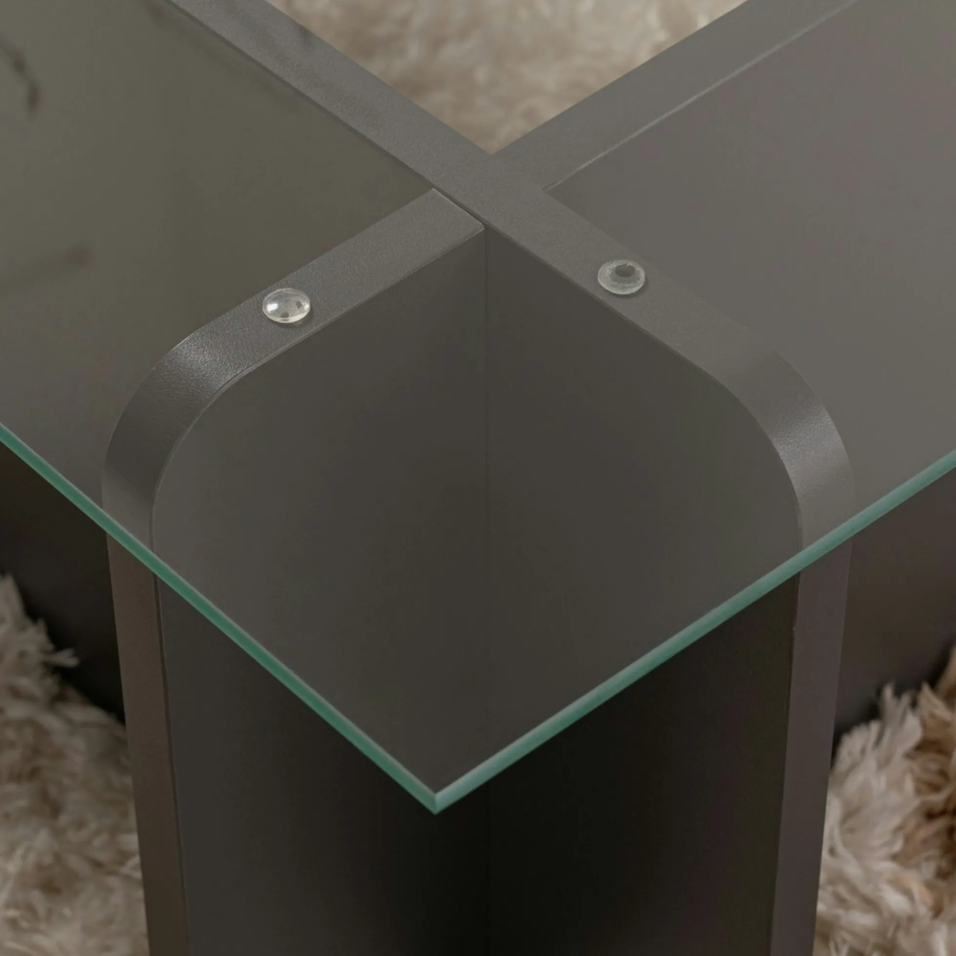 Table basse verre déstructurée – base gris anthracite SALTA