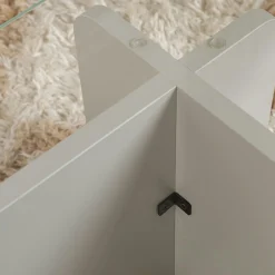 Table basse verre déstructurée – base gris clair SALTA