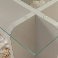 Table basse verre déstructurée – base gris clair SALTA