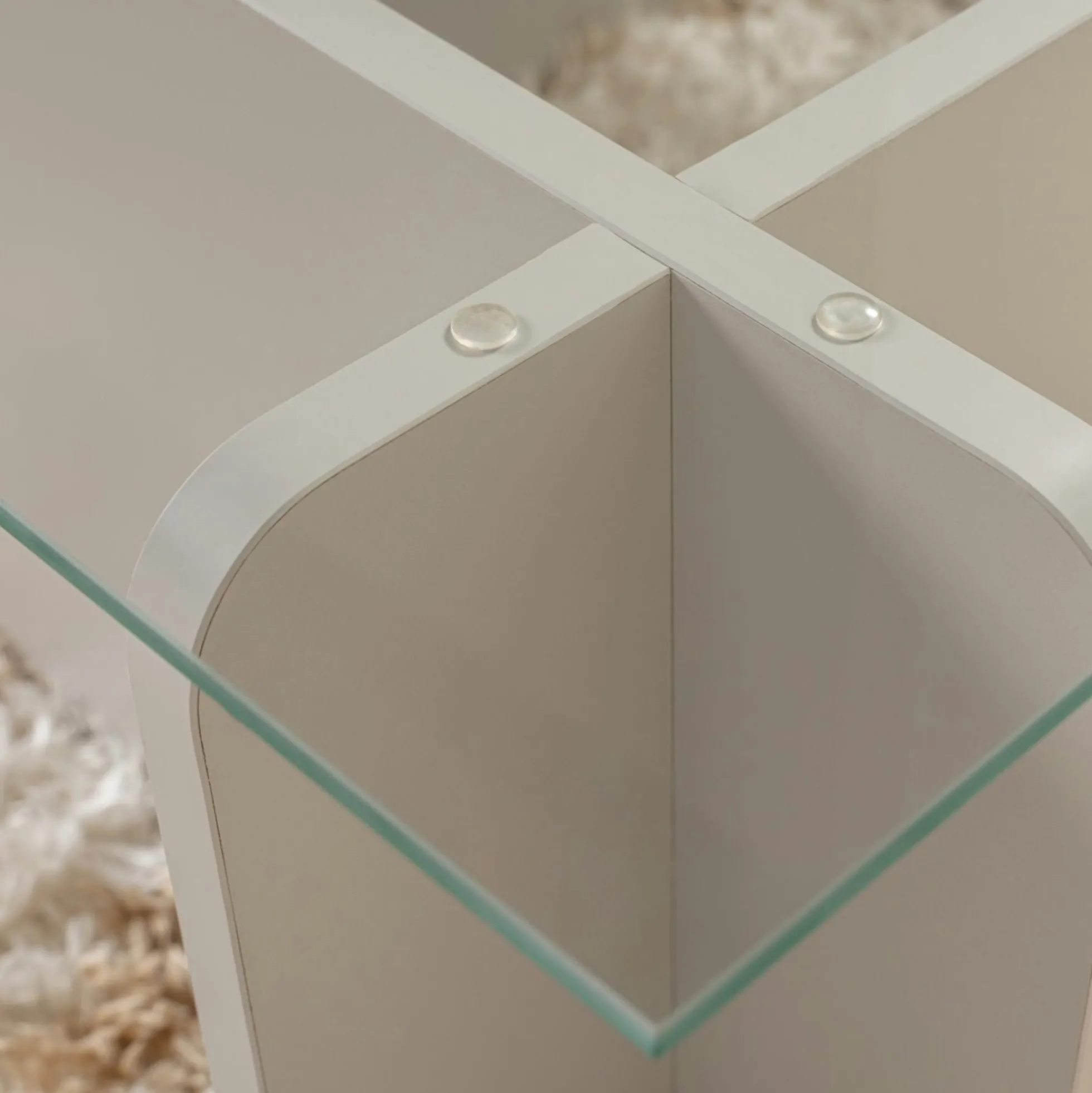 Table basse verre déstructurée – base gris clair SALTA