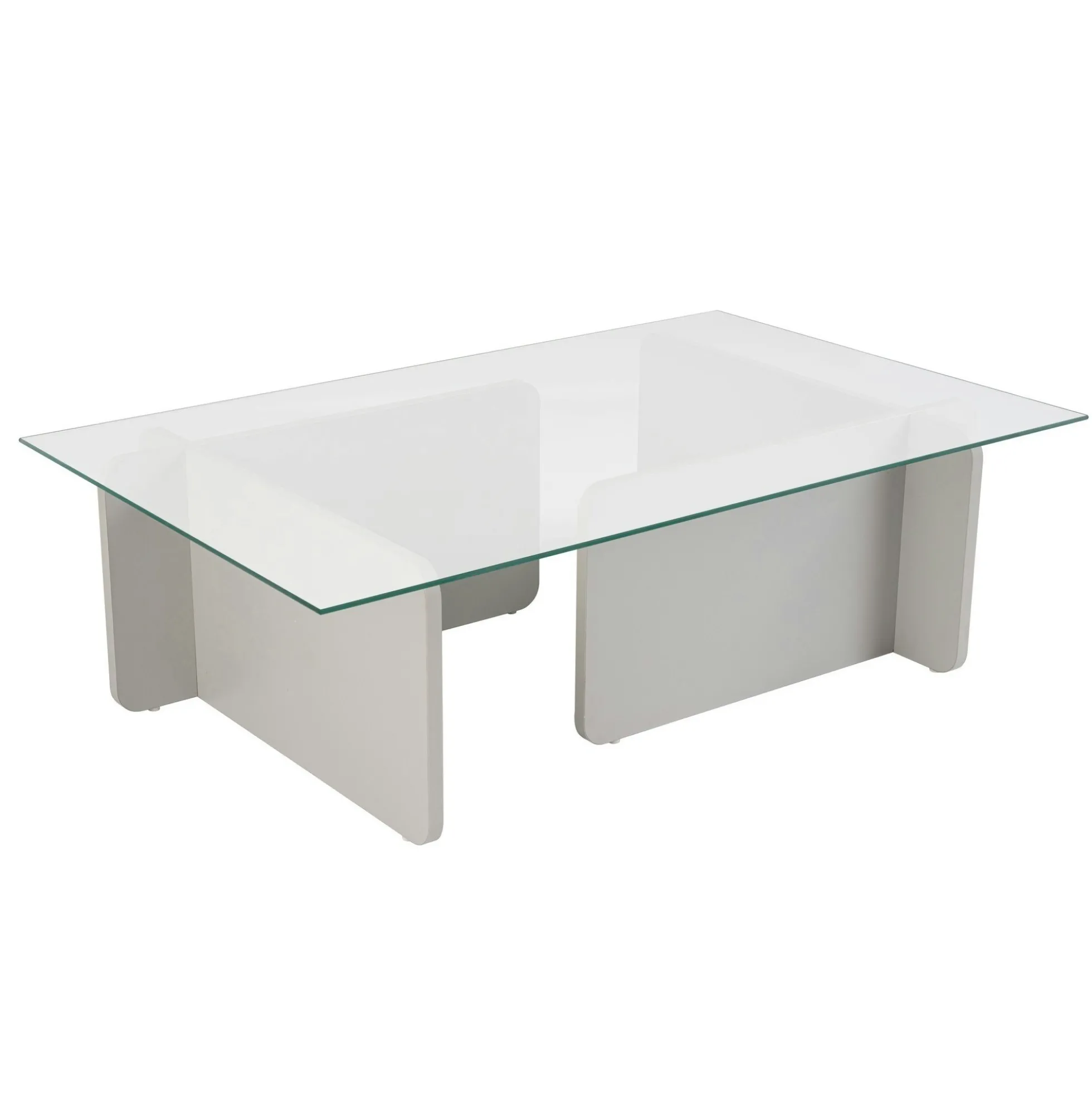 Table basse verre déstructurée – base gris clair SALTA