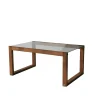 Table basse verre et bois brun - forme rectangle LHASA