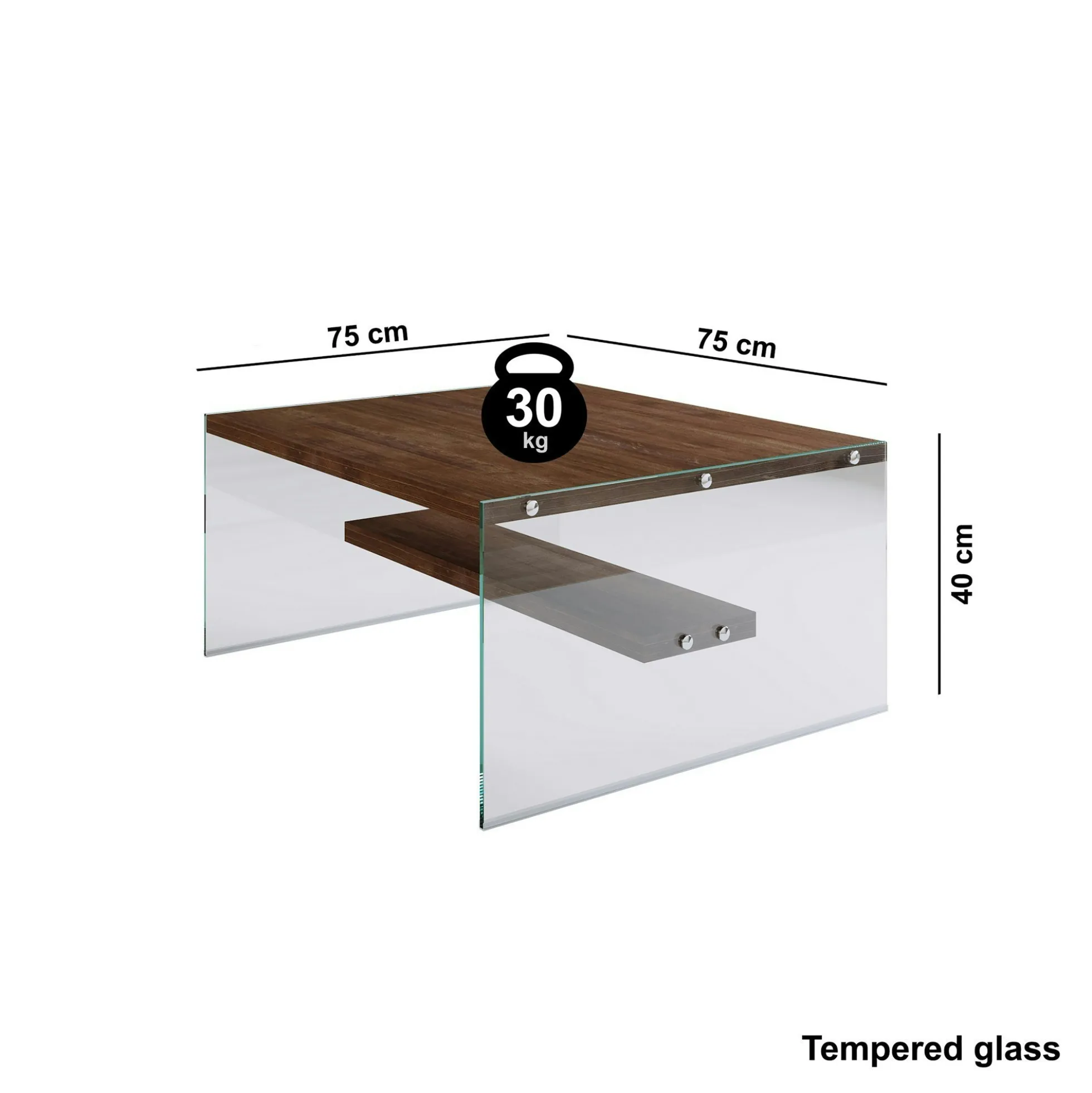 Table basse verre et bois - plateaux bruns suspendus LHASA