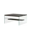 Table basse verre et bois - plateaux gris suspendus, LHASA