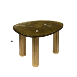 Table basse verre – finition antique dorée, 40 cm LAGUNA