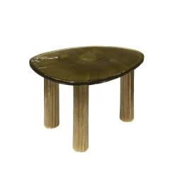 Table basse verre – finition antique dorée, 40 cm LAGUNA