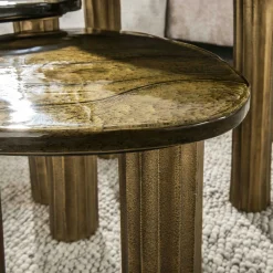 Table basse verre – finition antique dorée, 35 cm LAGUNA