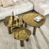 Table basse verre – finition antique dorée, 45 cm LAGUNA