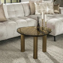 Table basse verre – finition antique dorée, 45 cm LAGUNA