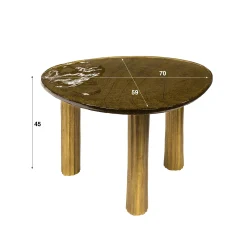 Table basse verre – finition cuivre antique, 45 cm LAGUNA