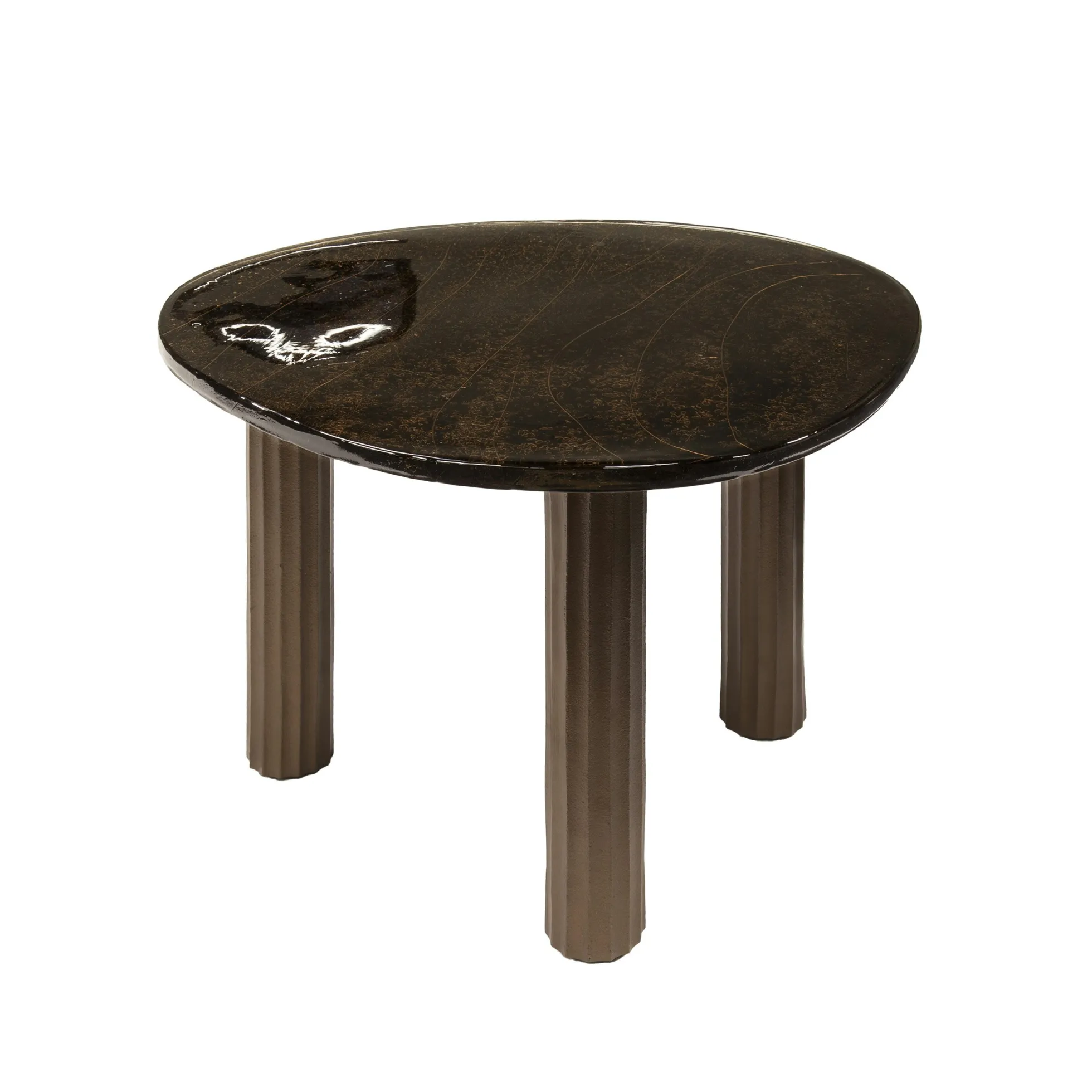 Table basse verre – finition cuivre antique, 45 cm LAGUNA