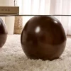 Table basse verre fumé design organique 4 pieds boule KOCHI