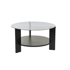 Table basse verre fumé double plateau - effet bois noir SALTA