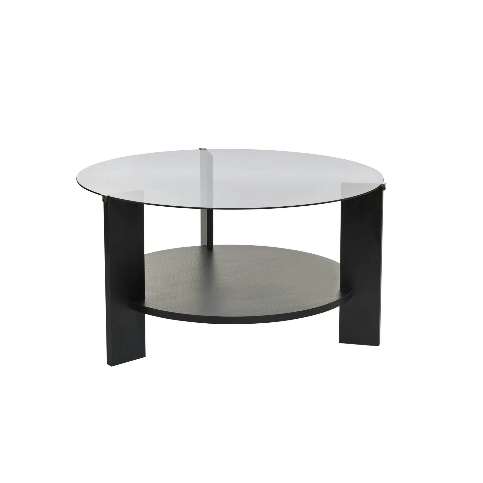 Table basse verre fumé double plateau - effet bois noir SALTA