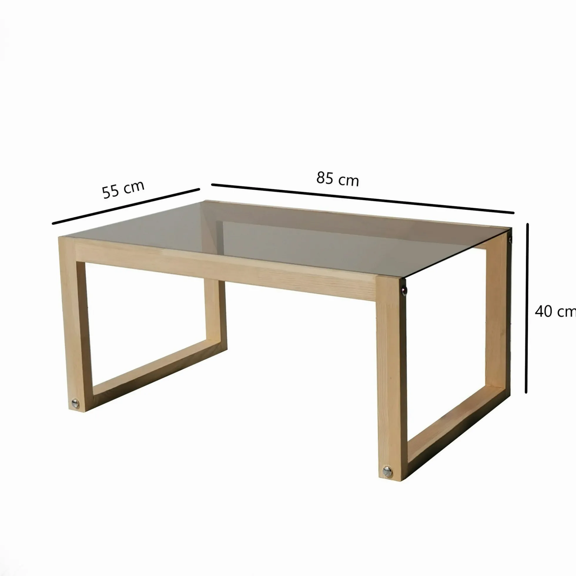 Table basse verre fumé et bois clair - forme rectangle LHASA