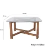 Table basse verre fumé et bois - forme carrée douce ANZIO