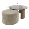 Table basse verre fumé et pouf assorti MILOS
