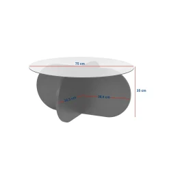 Table basse verre fumé - pied en croix effet bois noir SALTA