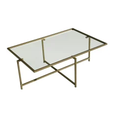 Table basse verre & métal doré - design minimaliste TULUM