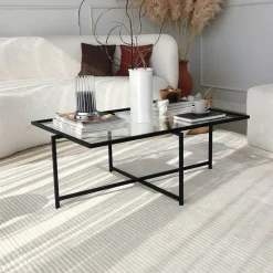 Table basse verre & métal noir - design minimaliste TULUM