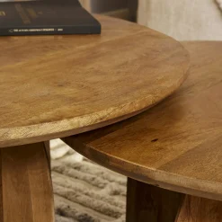 Table basse vintage en bois Ø70 cm CALDERA