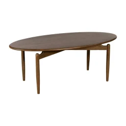 Table basse vintage en bois de chêne, forme ovale BRADFORD