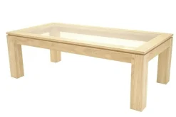 Table basse vitrée hévéa 120X60cm HELENA