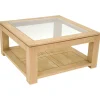 Table basse vitrée hévéa 80X80xm HELENA