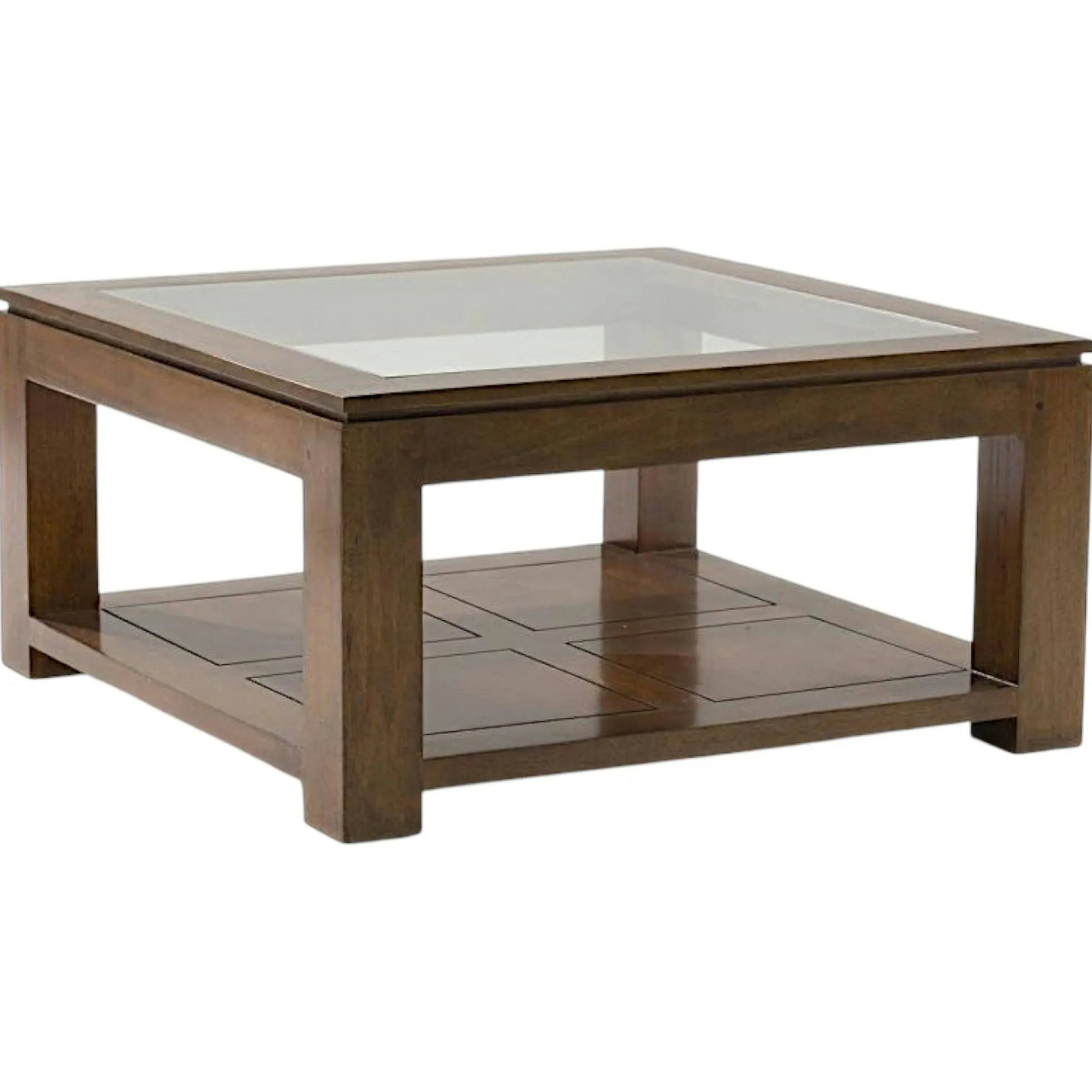 Table basse vitrée hévéa 80X80xm HELENA