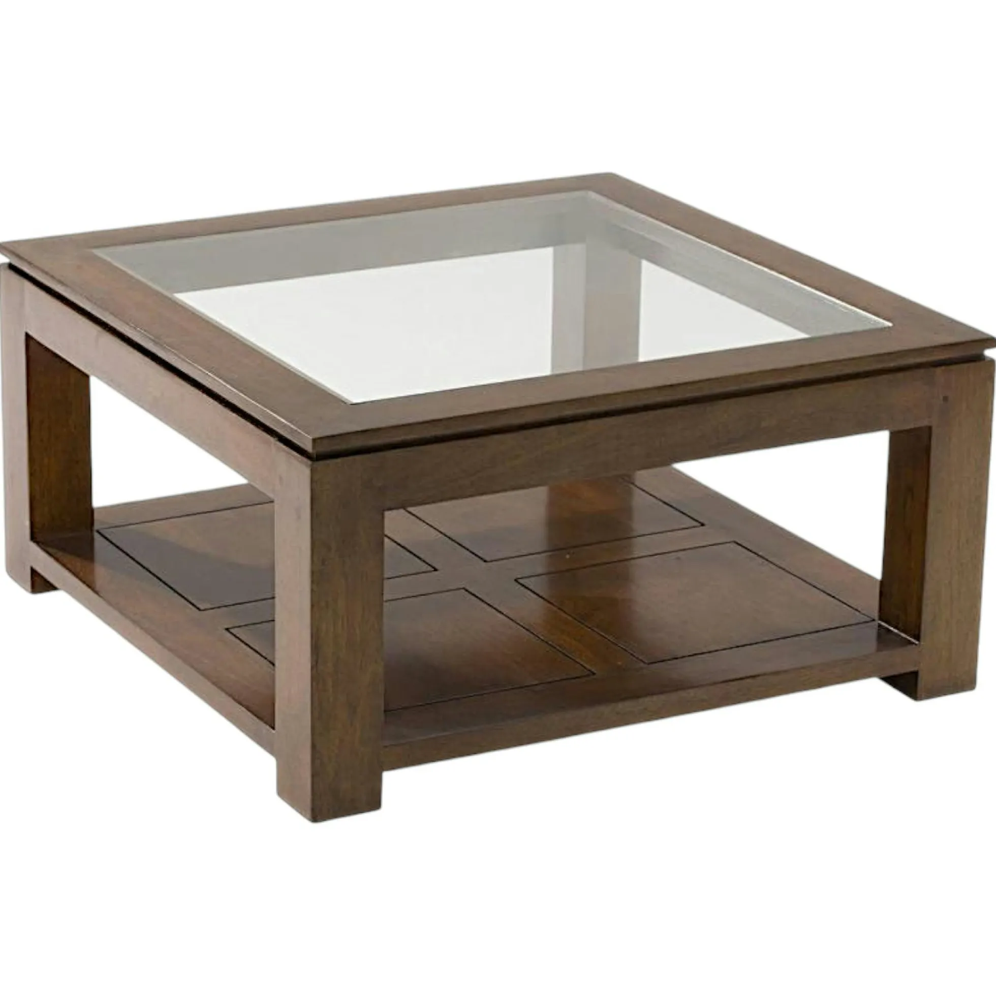 Table basse vitrée hévéa 80X80xm HELENA