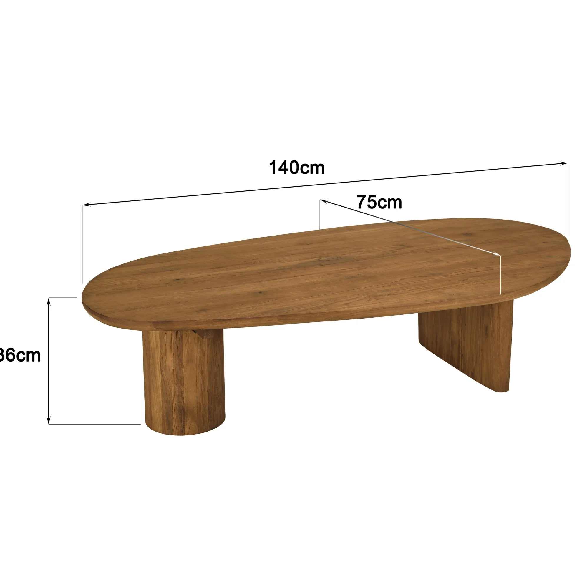 Table basse 140x75cm en bois de teck recyclé SWING
