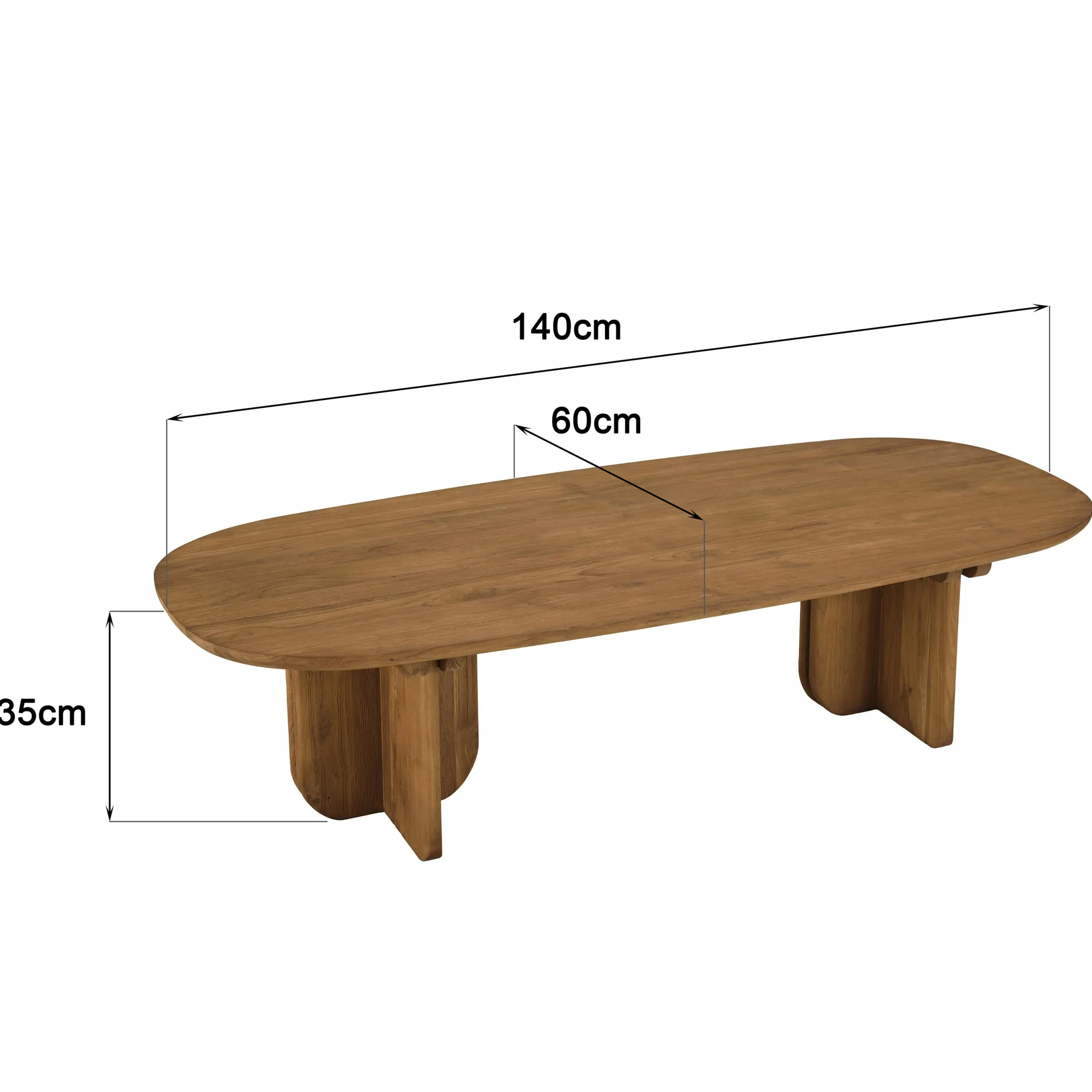 Table basse 140x60cm en bois de teck recyclé SWING