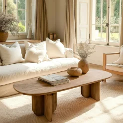 Table basse 140x60cm en bois de teck recyclé SWING
