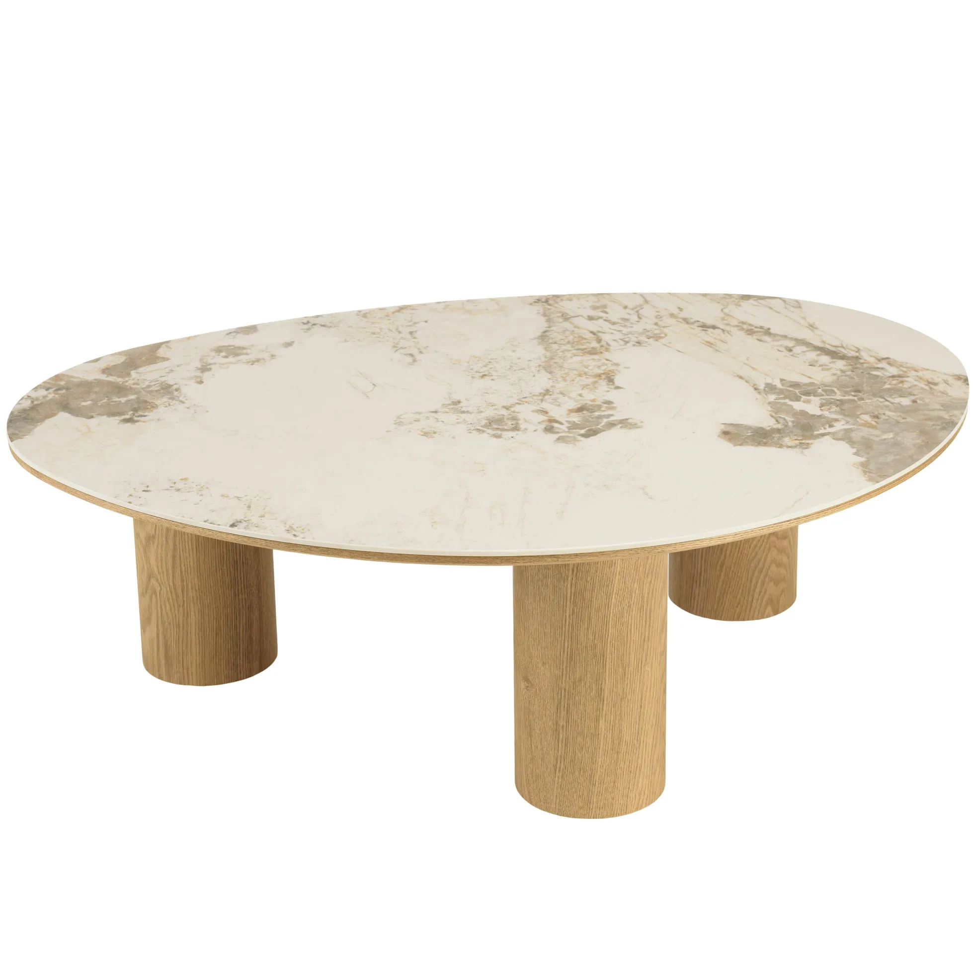 Table basse 110x80cm plateau céramique pieds bois clair LINEA
