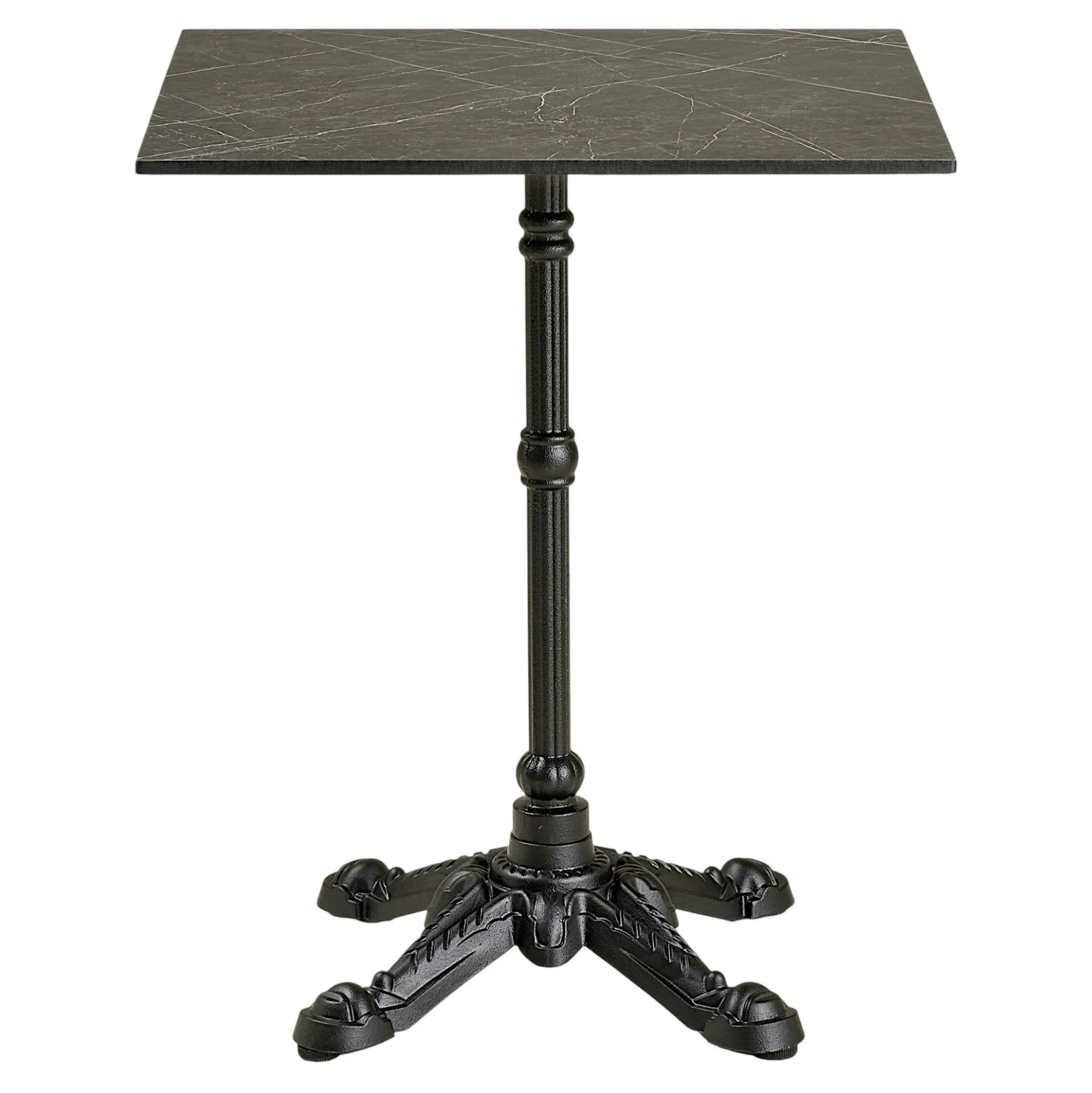 Table bistrot carrée effet marbre gris pied fonte 60 cm TORANO