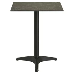 Table bistrot carrée effet marbre gris pied alu 60 cm TORANO