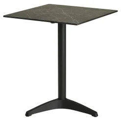 Table bistrot carrée effet marbre gris pied alu 60 cm TORANO