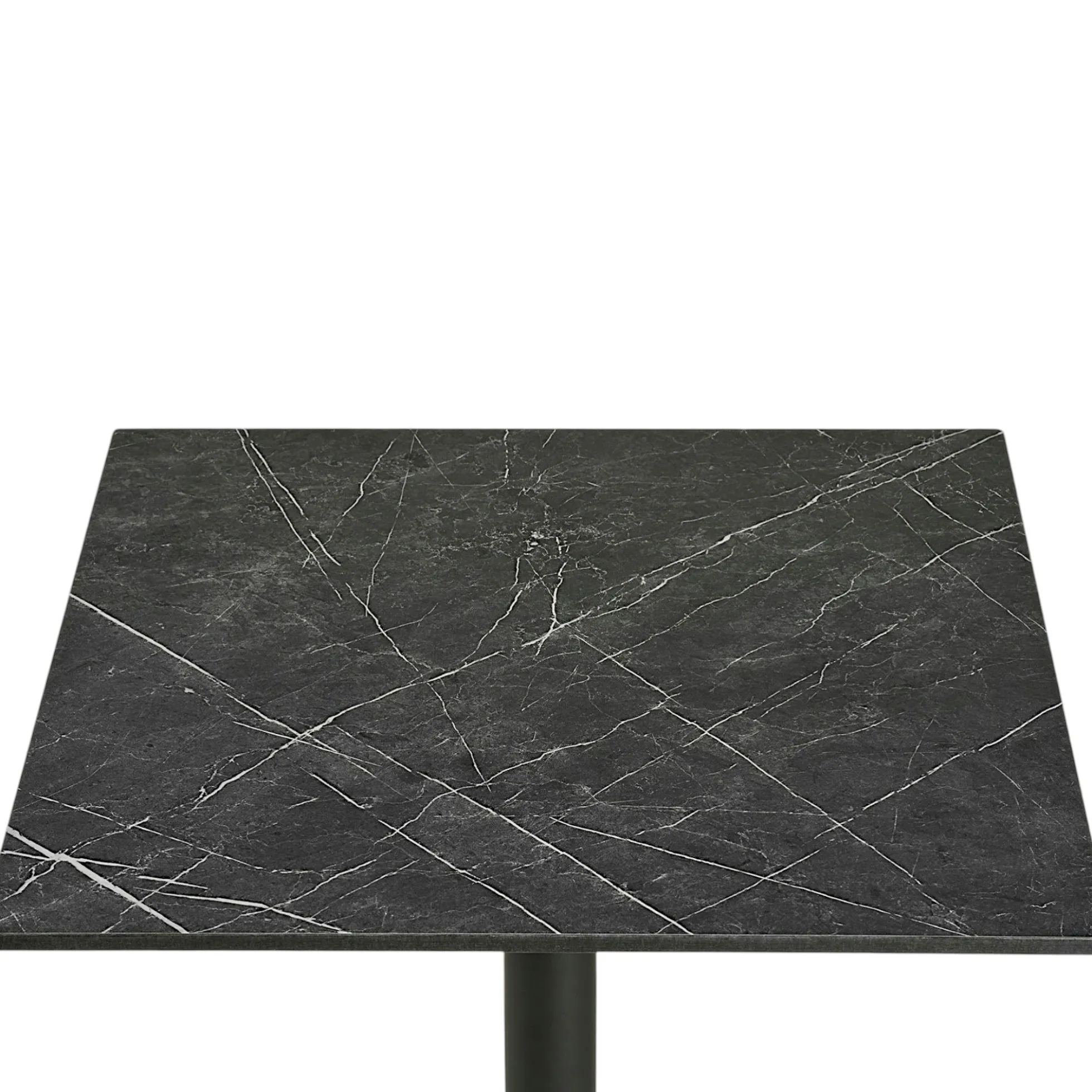 Table bistrot carrée effet marbre gris pied alu 60 cm TORANO