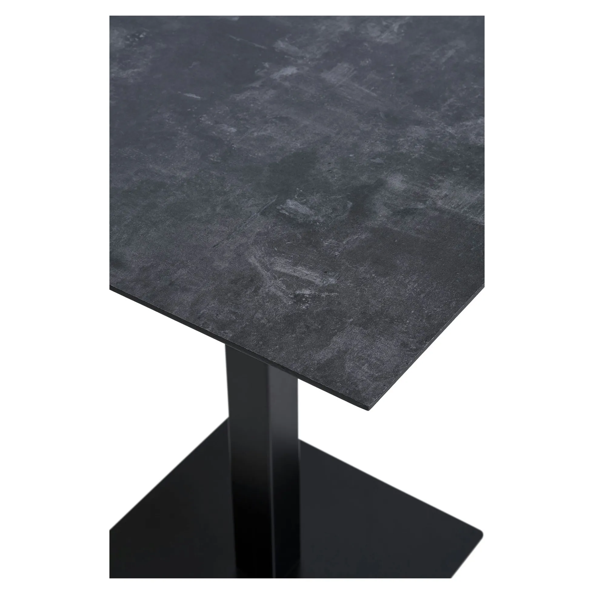 Table bistrot mélamine grise - pied métal noir, 70 cm NAPA