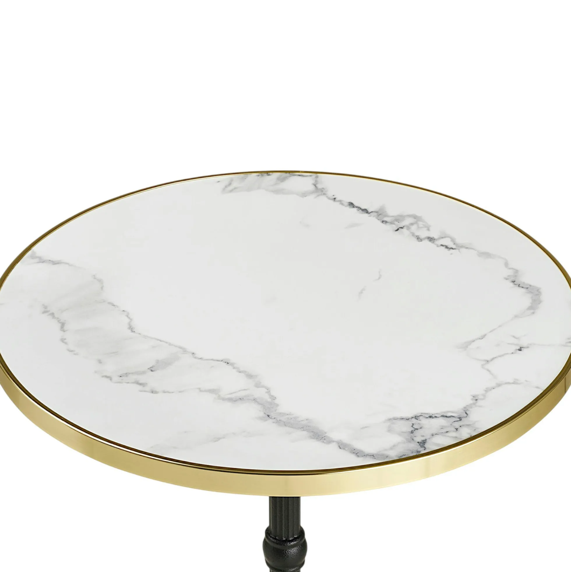 Table bistrot ronde effet marbre blanc pied fonte Ø60 cm TORANO